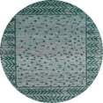 thumbnail image 1 of Ahgly Company Machine Washable Indoor Round Abstract Dark Blue Grey Blue Area Rugs, 3' Round, 1 of 7