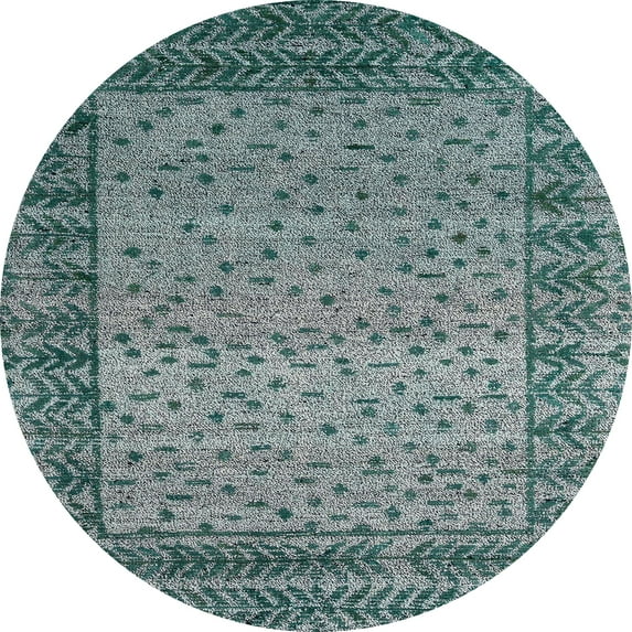 Ahgly Company Indoor Round Abstract Dark Blue Grey Blue Abstract Area Rugs, 8' Round