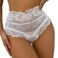 thumbnail image 6 of YWDJ Panties for Women Plus Size Lace Lightweight No Show Sexy Medium Waist Underwear Lace Bow Belt Briefs White S, 6 of 6