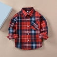 thumbnail image 3 of Otqutp 1-11Years Toddler Boy Plaid Shirts Jacket Long Sleeve Lapel Button Down Clothes Regular Fit Casual Pocket Outwear for Spring Fall(Pink-1,10-11Years), 3 of 8