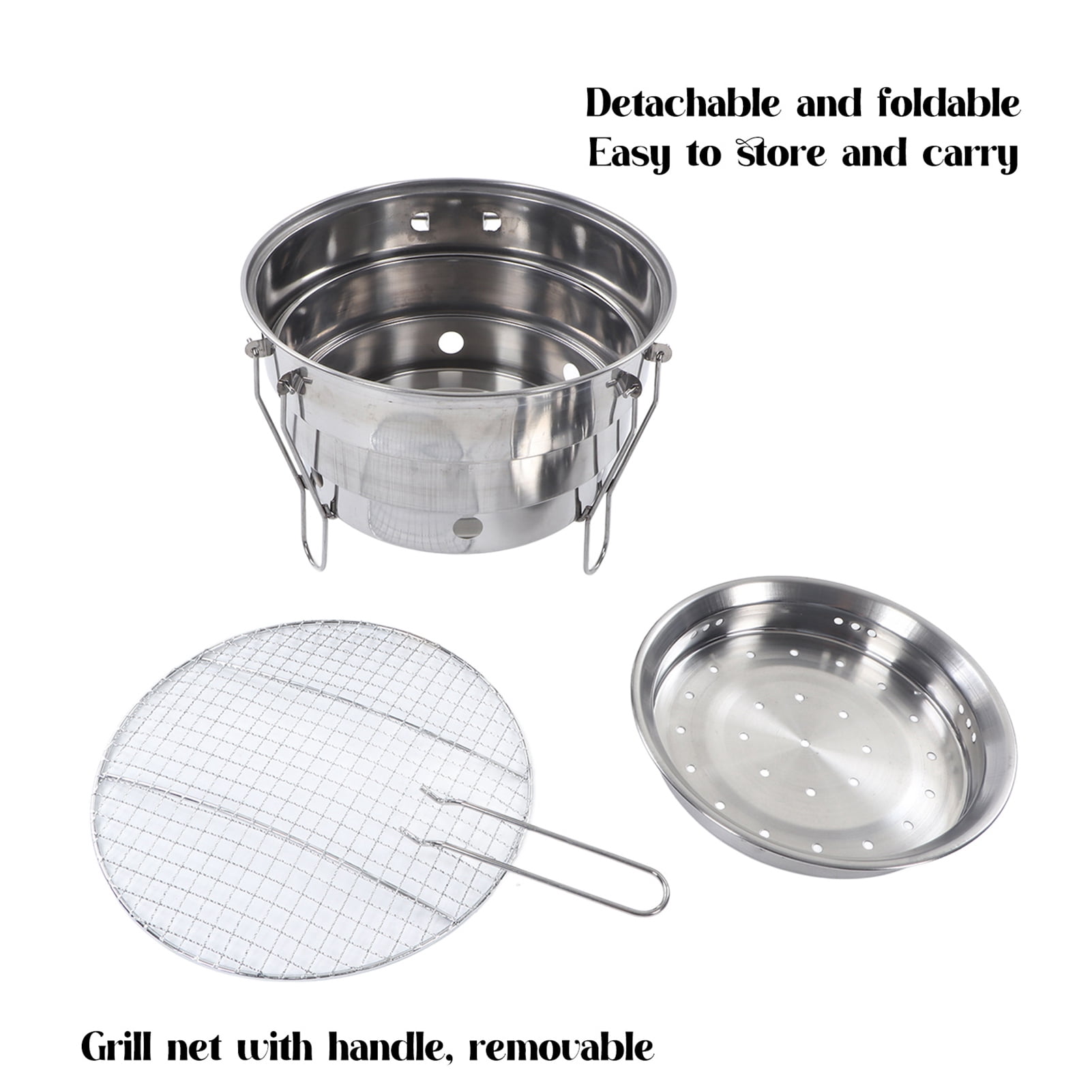 NFTIGB Portable Charcoal Barbecue Grill Stove, Stainless Steel Detachable BBQ Tabletop Hibachi Grill for Home, Outdoor Cooking, Camping, and Picnic (11.8 inches / 30 cm)