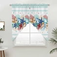 thumbnail image 2 of Swag Valance Curtains for Windows, Teal Green Starfish Light Filtering Kitchen Curtains with Rod Pocket, Summer Coral Beach Conch Coastal Window Treatment Valances for Living Room, 36x36 - 2 PCS, 2 of 9