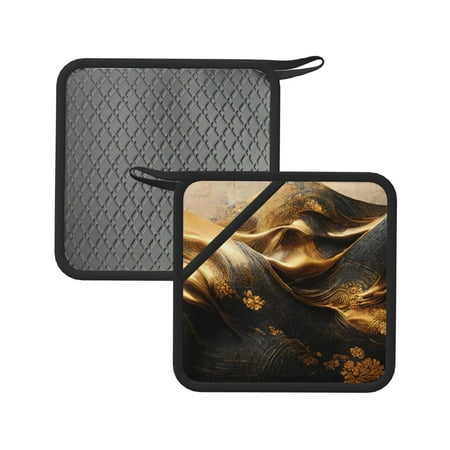 

Sikiie Luxurious Gold Flow Pot Holders Kitchen Insulation Mats Heat Resistant Pot-Holder Oven Anti-Scald Pads for Cooking Baking 7.1*7.1inch