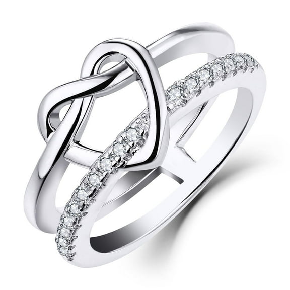 JO WISDOM 925 Sterling Silver Infinity Love Knot Heart Promise Ring for Her