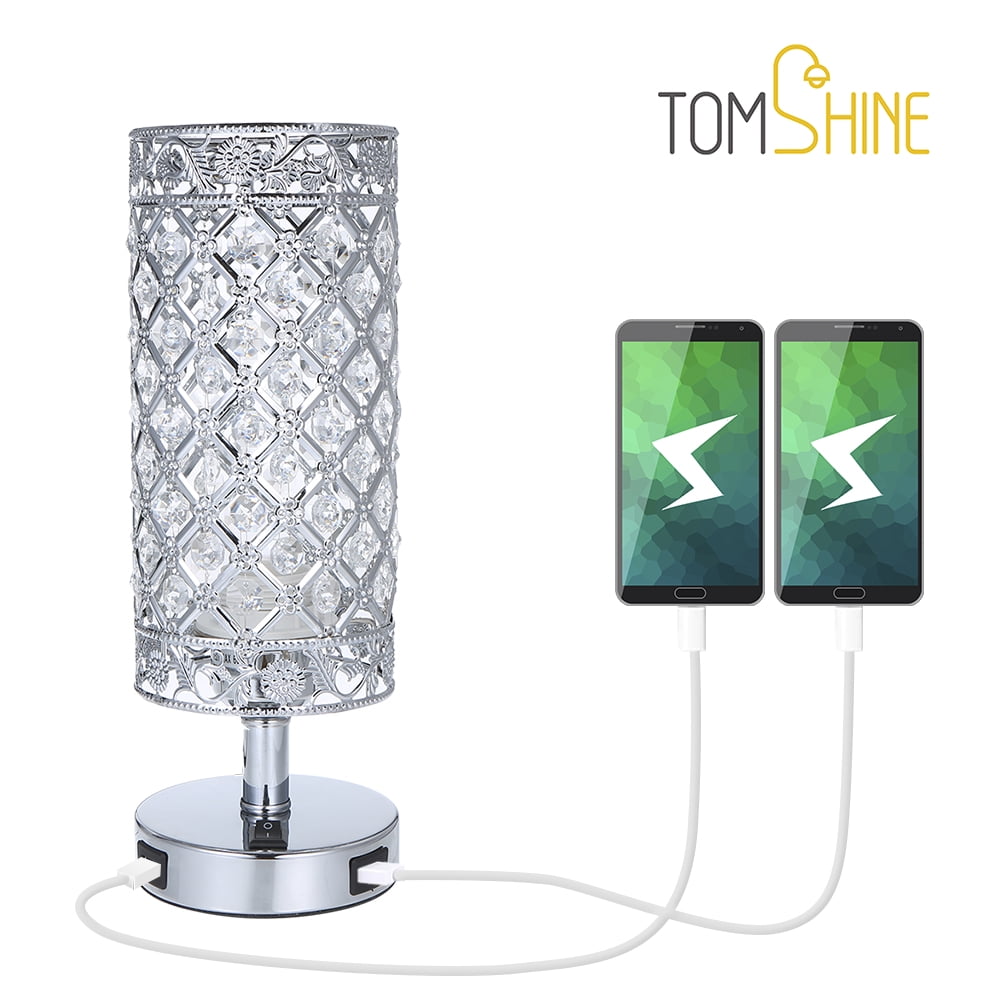Tomshine Crystal Beside Table Lamp Decorative Desk Light With Dual Usb Charging Port Modern Nightstand Lamp For Bedroom Living Dining Room Office Walmart Canada