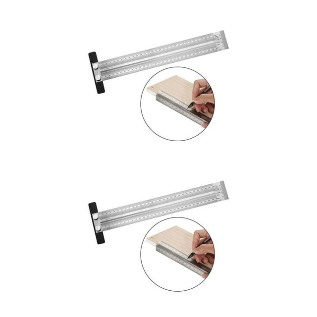 Scienceny T Type Hole Scale Ruler Woodworking Carpenter Line Scribing Gauge Mark 300 mm 2piezas