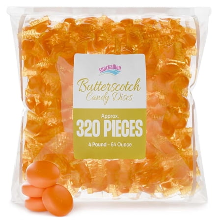 Snackathon Butterscotch Hard Candy, Individually Wrapped Discs, 4 lb (320 Pieces)