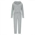 thumbnail image 5 of Scyoekwg Two Piece Outfits Women Sweatsuit Fall Outfits Long Sleeve Tops Wide Leg Pants Fashion Casual Matching Outfits Sweatsuits (Gray,XL), 5 of 6