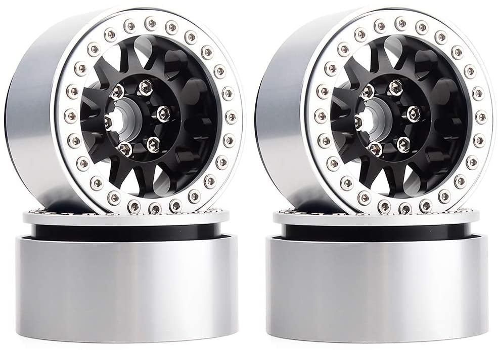 4 Pcs 1.9 " Aluminum Alloy Beadlock Wheel Rim for 1/10 RC Axial SCX10 90046 TRX4