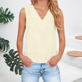 thumbnail image 2 of Duoif Womens Tank Tops V-Neck Business Tank, Cotton Linen Camisole Blouse Going Out Tops for Women Light Yellow M, 2 of 7