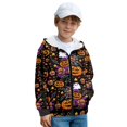 thumbnail image 2 of Xixirimido Jack-O-Lantern Candy Stars Halloween Printed Hoodies for Girls Boys Zip Up Hoodie Sweatshirt Teen Fall Winter Jacket Casual Long Sleeve Pullover Top Velvet Lining for 6-8 Years, 2 of 8