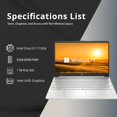 thumbnail image 2 of HP 15.6" Touchscreen Laptop, 11th Gen Intel Core i3-1115G4 Processor, 32GB RAM, 1TB PCIe SSD, Intel UHD Graphics, HD Webcam, WiFi, Win11, Silver, 32GB Snowbell USB Card, 2 of 9