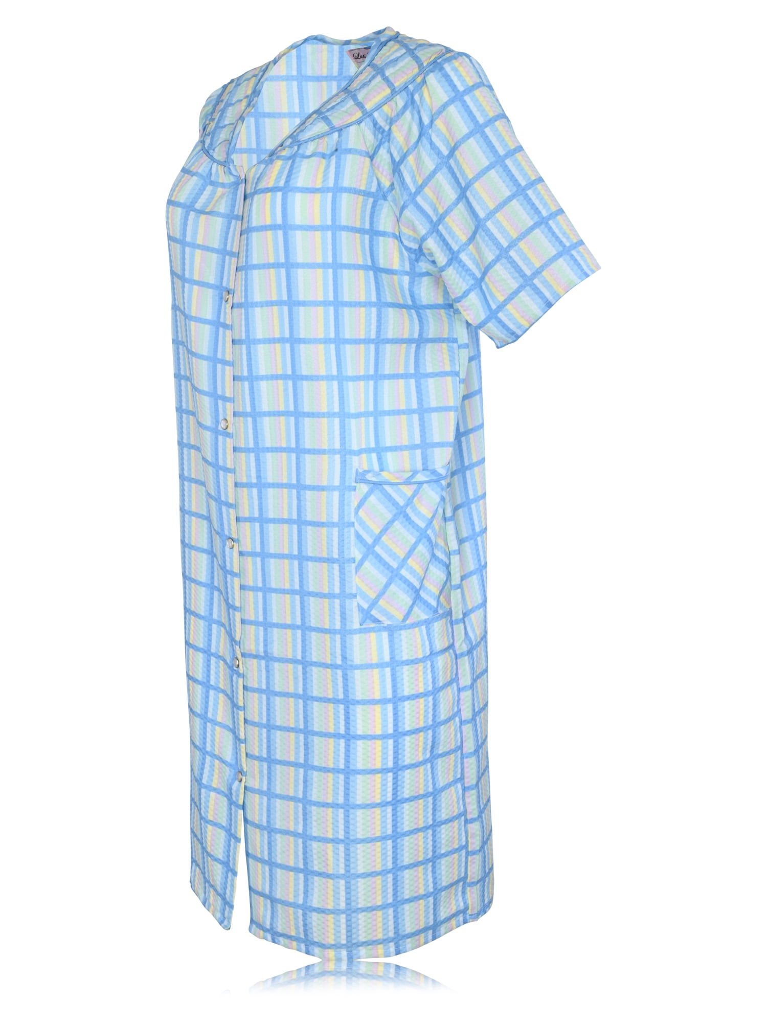 House Dresses for Women with Pockets - Lightweight Breathable Short Sleeve Muumuu & Nightgowns - Snap Front Housecoat and Dusters for Women