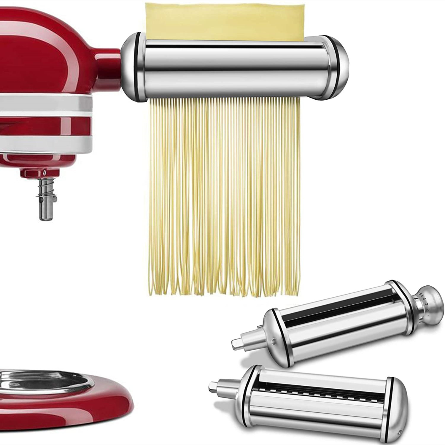 Kenome Pasta Roller Attachments Set for All KitchenAid Stand Mixer, Noodles Maker  Attachment, 3-Piece Pasta Cutter Accessories Set