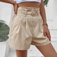 thumbnail image 4 of Vedolay Womens Shorts Womens Casual Wide Leg Shorts High Waisted Leather Shorts,Beige L, 4 of 5