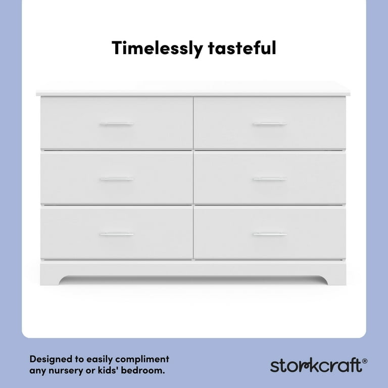 Storkcraft Brookside 6 Drawer Nursery Double Dresser, White