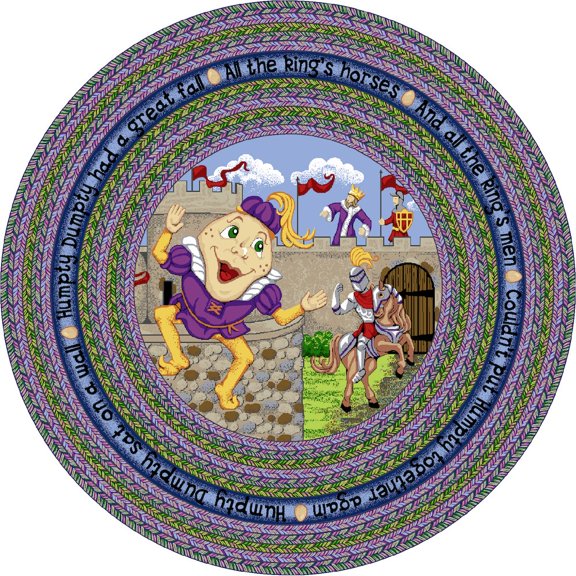 Joy Carpets Kid Essentials Humpty Dumpty 7'7" Round Area Rug in Color Multi