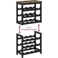 thumbnail image 3 of 6 Tier Bamboo Wine Rack Freestanding Floor, 24 Bottles Wine Storage Shelves with Table Top, Stackable Wine Display Rack for Kitchen, Bar, Dining Room, Rustic Brown and Black, 3 of 7