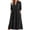 Black, variant on Women's Cotton Linen V-Neck Midi Dress, Casual Loose Fit 3/4 Sleeve Solid Color Sundress, Retro Boho Kaftan Gown with Side Pockets