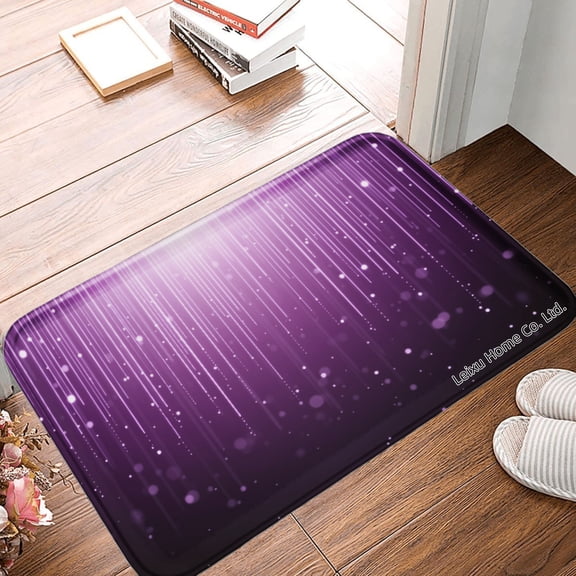FJPT Non Slip Flannel Polyester Floor Mat Purple Starlight Design For Bathroom Kitchen Bedroom Decor 16x24 inch