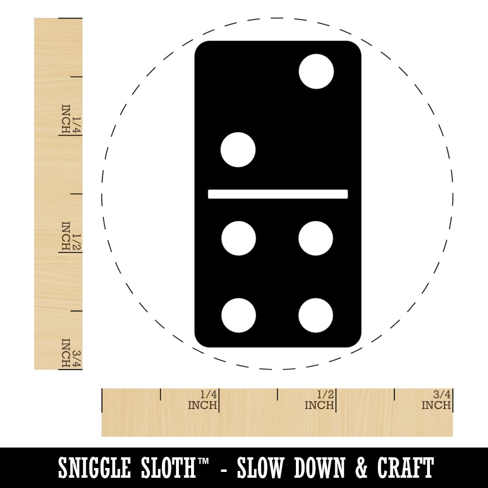 Dominoes Game Tile Self-Inking Rubber Stamp Ink Stamper - Fuchsia Ink - Small 3/4 Inch