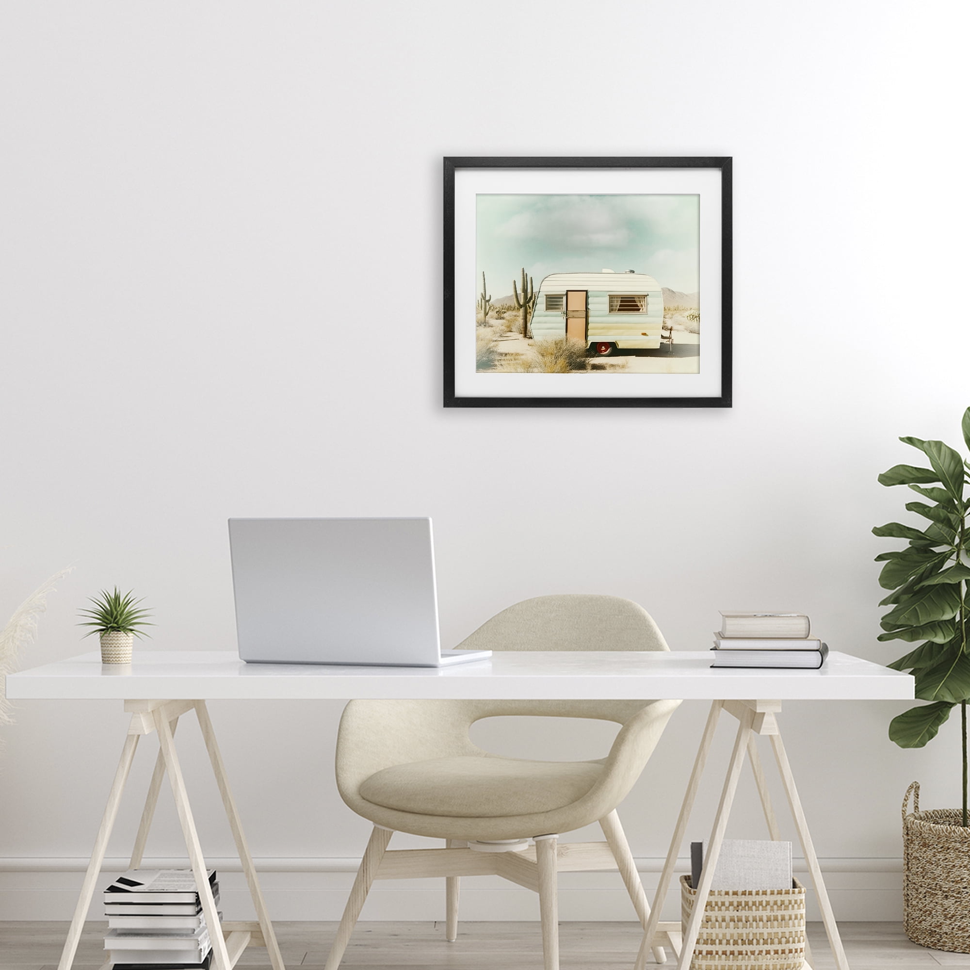 Desert Trip Vintage Black Framed Print Under Glass, design by Decent Exposures