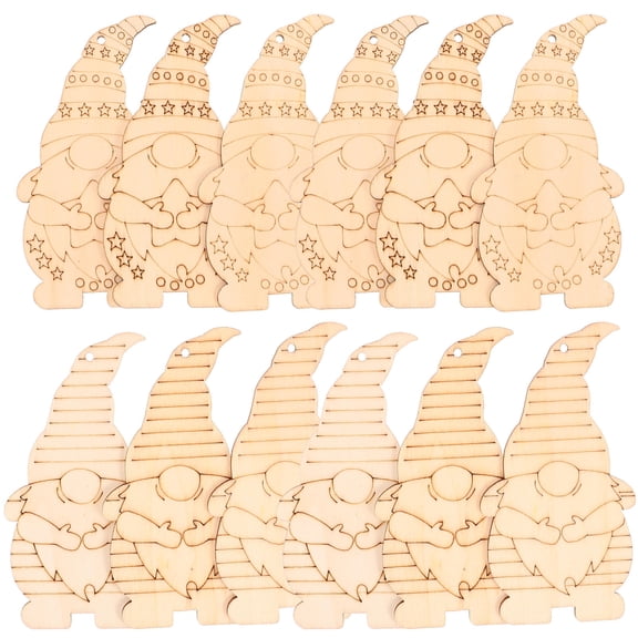 FRCOLOR 20pcs Wooden Crafts Christmas Dwarf Pendants Decorative Christmas Ornaments Diy Wooden Chips Gnome