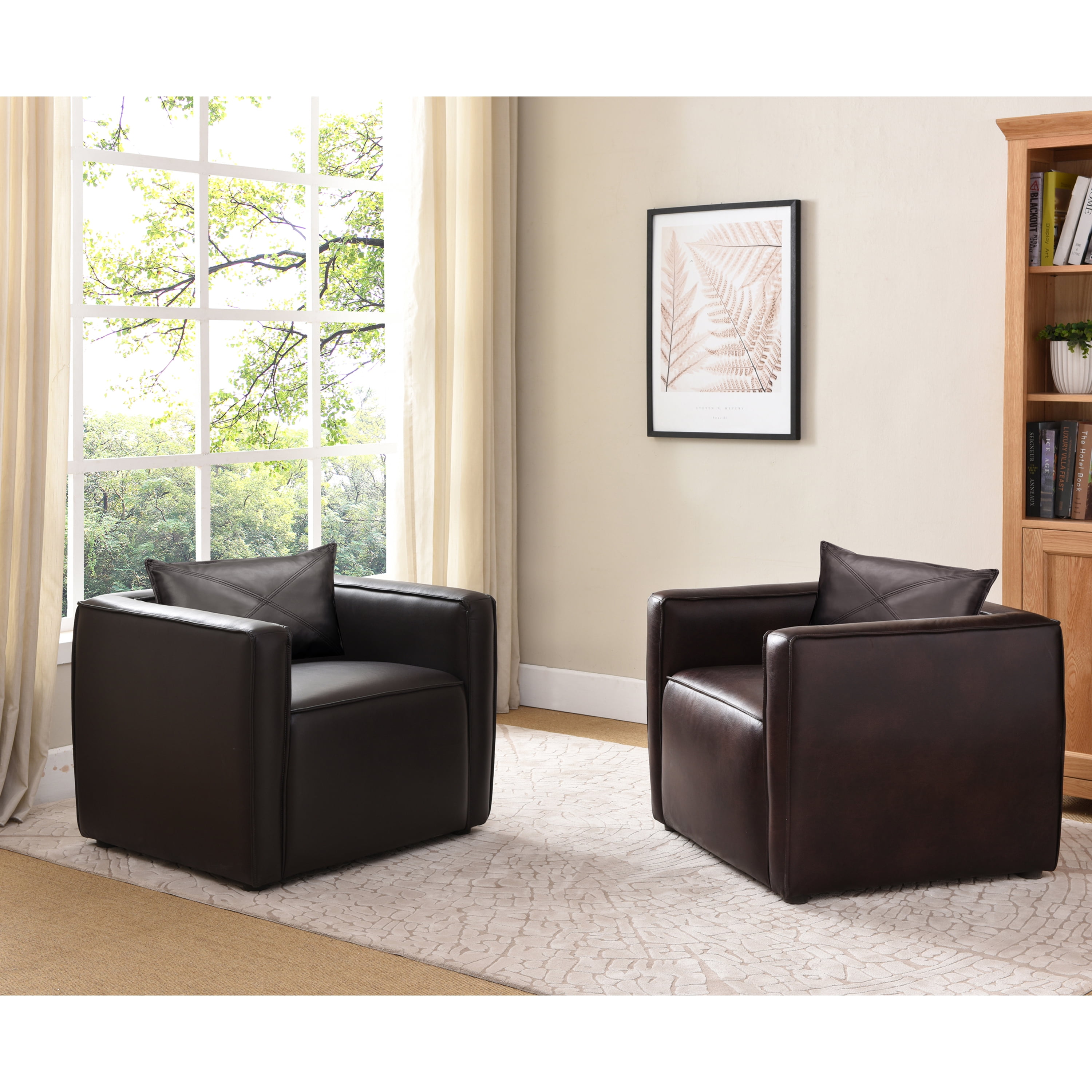 Furniture of America Contemporary Faux Leather Tureo Accent Chair, Brown
