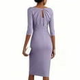 thumbnail image 5 of Women's Party Dress Evening Dress 3/4 Sleeve Fitted Elegant Cocktail Dress for Spring Fall Banquet Wedding Guest,Purple,L, 5 of 6