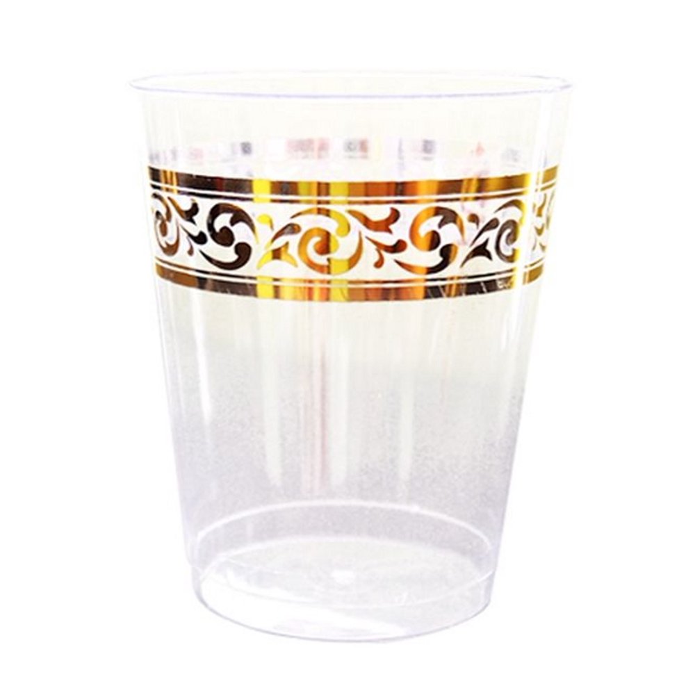 Decorline Clear With Gold Rim 10oz Plastic Cups *Case of 240* Walmart