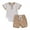 Khaki, variant on Hirigin Newborn Baby Boy Girl Clothes Set Ribbed Short Sleeve Striped Romper Top and Shorts 3 6 9 12 18 Months Casual Summer Outfits