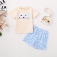 thumbnail image 2 of NOLDARES Infant Boys' Shorts Set - 2 Piece Short Sleeve T-Shirt and Sweat Shorts Summer Outfit for Boys(Beige,3-6 Months), 2 of 9