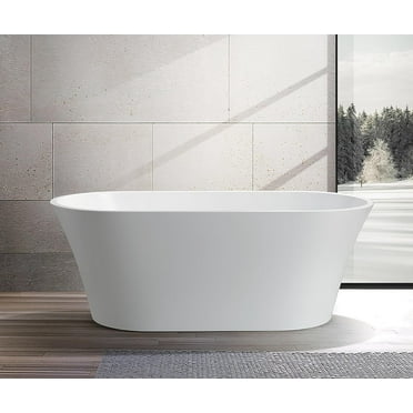Vanity Art 62" x 30" Acrylic Freestanding Bathtub Contemporary Soaking Tub with Pop-Up Drain, VA6809