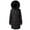 Black, variant on Women's Long Winter Puffer Coat Warm Jacket Faux Plush Hood Long Sleeve Solid Color Casual Coat Black