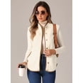 thumbnail image 3 of DARING DIVA Women's Fleece Button Down Jacket with Pockets Oversized Fuzzy Vests XS Apricot Brown, 3 of 6