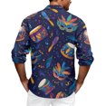 thumbnail image 4 of LNZGNM Men's Mardi Gras Shirt Lapel Mask Printed Button Down Shirt Plus Size Long Sleeve T-Shirt Fashion Mardi Gras Tops,Purple Pink M, 4 of 6