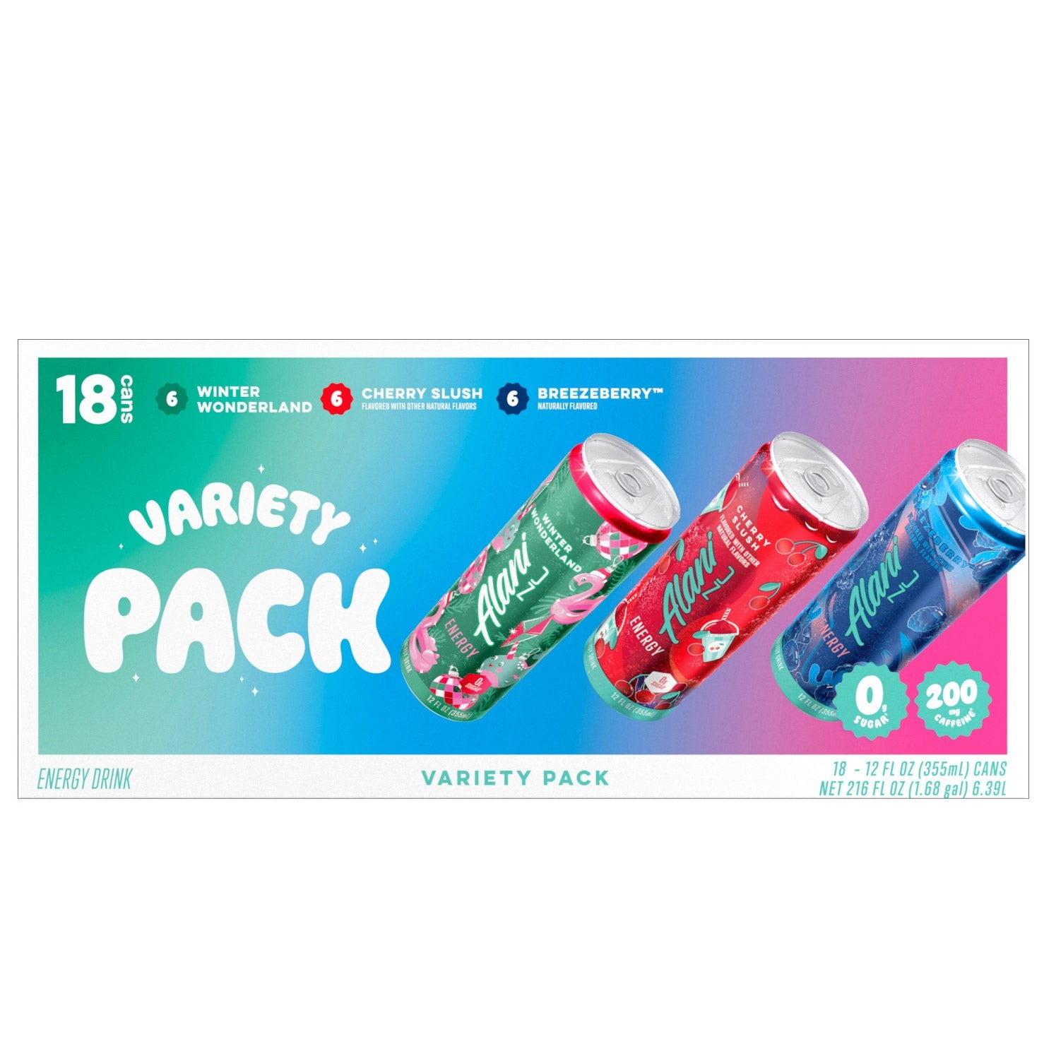 Alani Nu Energy Drinks Winter Wonderland Cherry Slush and Breezeberry - 12 fl oz (18 Pack) Limited Edition
