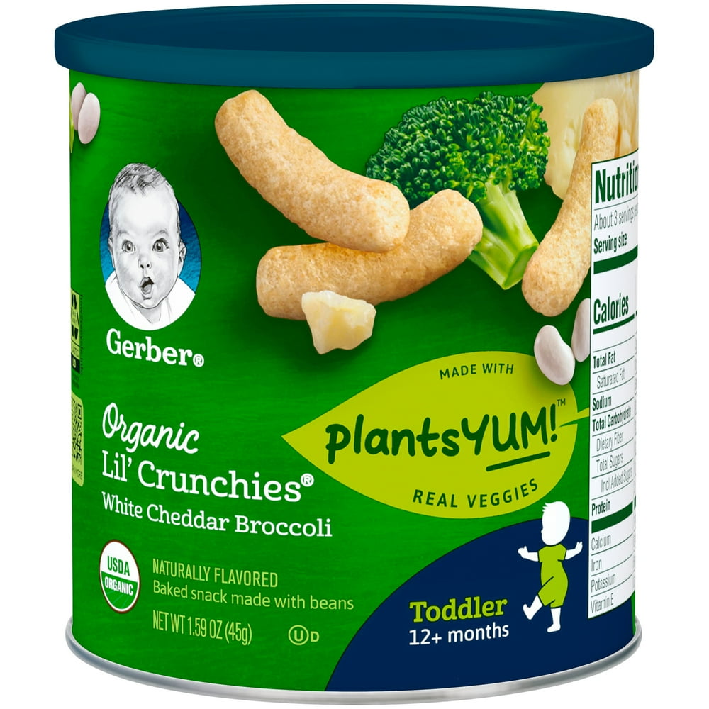 Gerber Organic Toddler Food, White Cheddar Broccoli Baby Snack, 1.59 oz