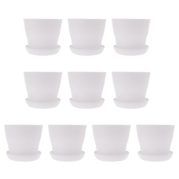 HEANUJJ 10 Pcs White Plastic Tall Waist Long Mouth Simple Design Indoor Outdoor Gardening Succulent Planter Pots