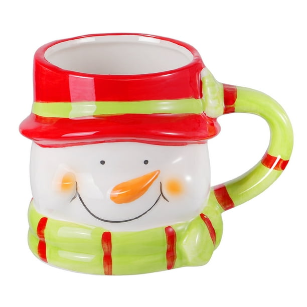 Amosfun - Taza de cerámica navideña con diseño de muñeco de nieve, 1 unidad, taza de agua con figuras 3D para fiesta de Navidad