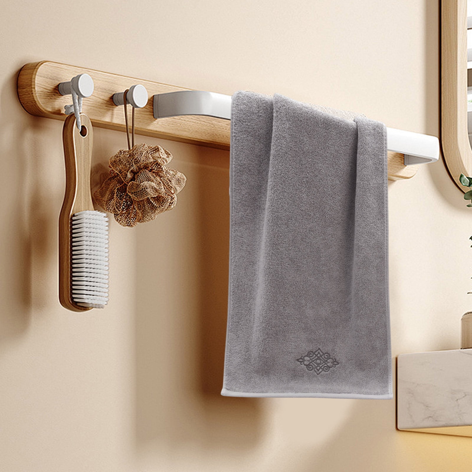Hand Towel Set of 4 Super Thick Luxury Cotton Soft Highly Absorbent Embroidered Hand Towels for Bathroom Decorative Hotel Quality (14 x 31 in,Gray)