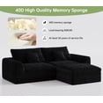thumbnail image 4 of YVDNHP L Shaped Couch Boneless Modular Sectional Sofa, Comfy Flannel Fabric 2-Seater Deep Seat Cloud Sofa with Footrest, for Living Room, Apartment, Office, No Assembly Required, Black, 4 of 8