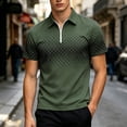 thumbnail image 2 of FRSASU Polo Shirts for Men Loose Fit Short Sleeve Contrast Color Print Quarter-Zip Golf Shirt Summer Spring Casual Tops Green, 2 of 6
