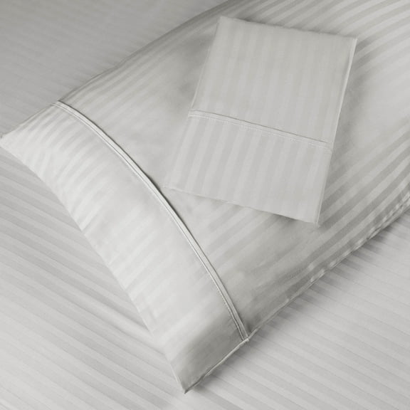 400 Thread Count Egyptian Cotton Stripe Pillowcase Set, King, Platinum