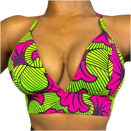 

Zodggu Save Big Crop Tops Sports Bra Top + Chest Pads Slim Fit Summer Trendy Fashion Ladies Graphic Tops Sexy V Neck Sleeveless Funny Halter Sling Female Leisure Green 6