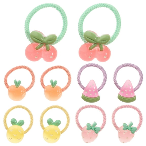 ULTNICE 10 Pack Little Girls Hair Accessories Fruits Hair Ties Elastic Cute Ponytail Holders For Girls Random Style