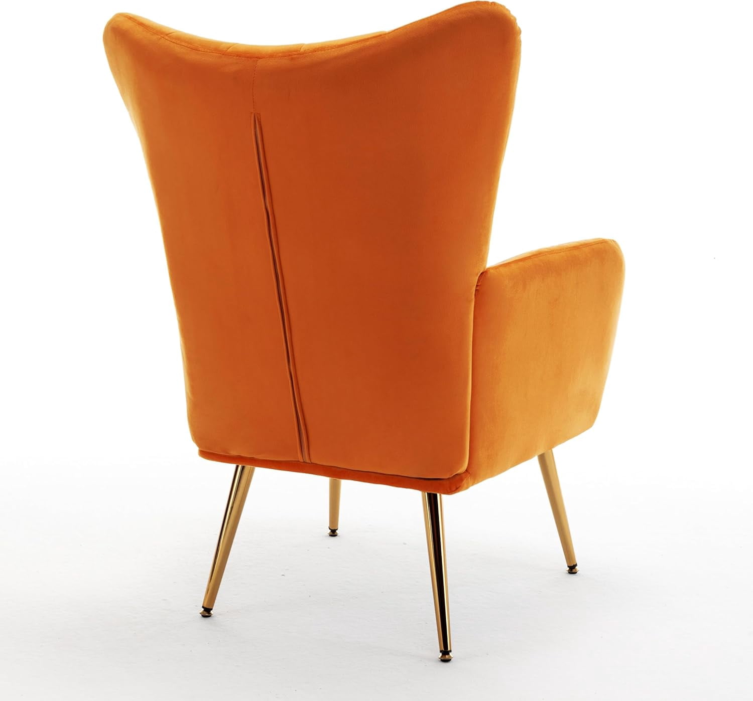 US Pride Furniture Modern Chic Mid-Century Velvet Accent Armchair for Living Room Bedroom or Home Office Button-Tufted Wingback Design with Gold Flared Legs Orange