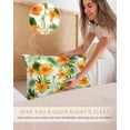 thumbnail image 5 of Hokiten Pillow Cases Queen Size Set of 2, Couch Pillow Covers, Summer Flowers Satin Pillowcases with Zipper for Hair/Skin, Pillow Protector Cover, Orange Botanical Florals Green Leaves 20x30 Inches, 5 of 6