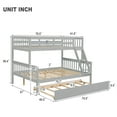 thumbnail image 5 of Twin Over Full Bunk Bed with Trundle, Solid Pine Wood Bunk Bed Frame with Slats and Ladders, No Box-Spring Needed, Grey, 5 of 7