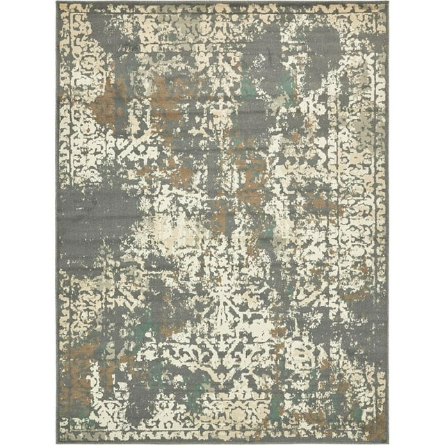 Unique Loom Tuareg Vintage Distressed Rug 9' x 12' Rectangle Gray/Beige